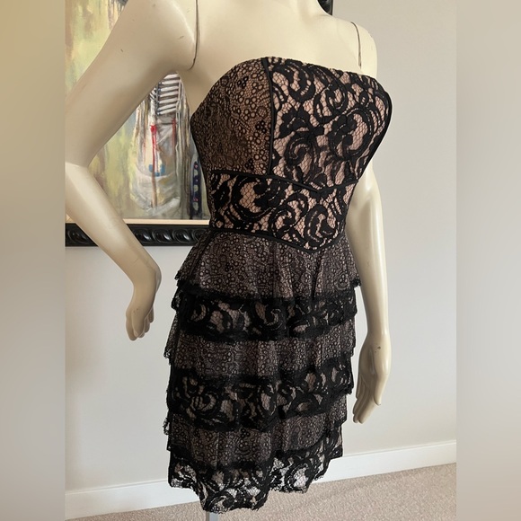 BCBGMAXAZRIA Ellie Mixed Lace Strapless Dress - Cocktail - Dance Party - Wedding - Picture 8 of 16
